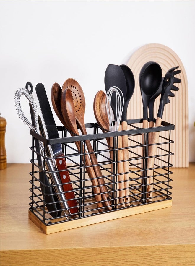 WDT Tool Large Utensil holder for Kitchen Counter- 15.7" x 4.2" x 6.9" Utensils Holder For Farmhouse Cooking, Utensil Caddy Spatula Holder (4 Compartments) - Image 5